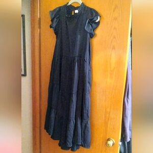 Black Ruffled Sleeve Maxi Dress